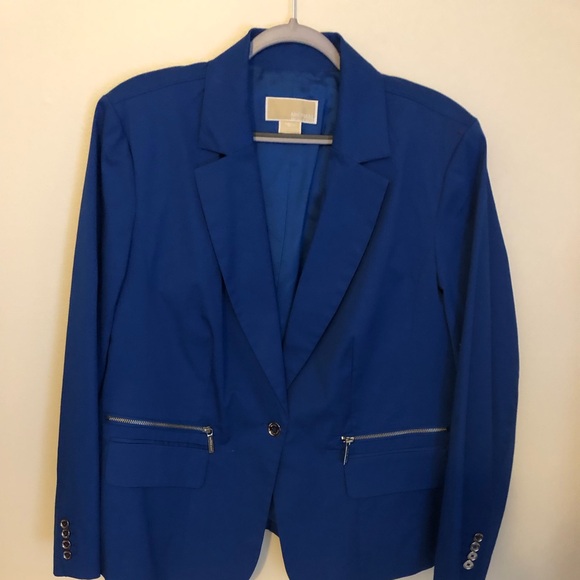 Michael Kors Women's Royal Blue 1-Button Career Blazer Cotton-Blend Lined… - Picture 1 of 6